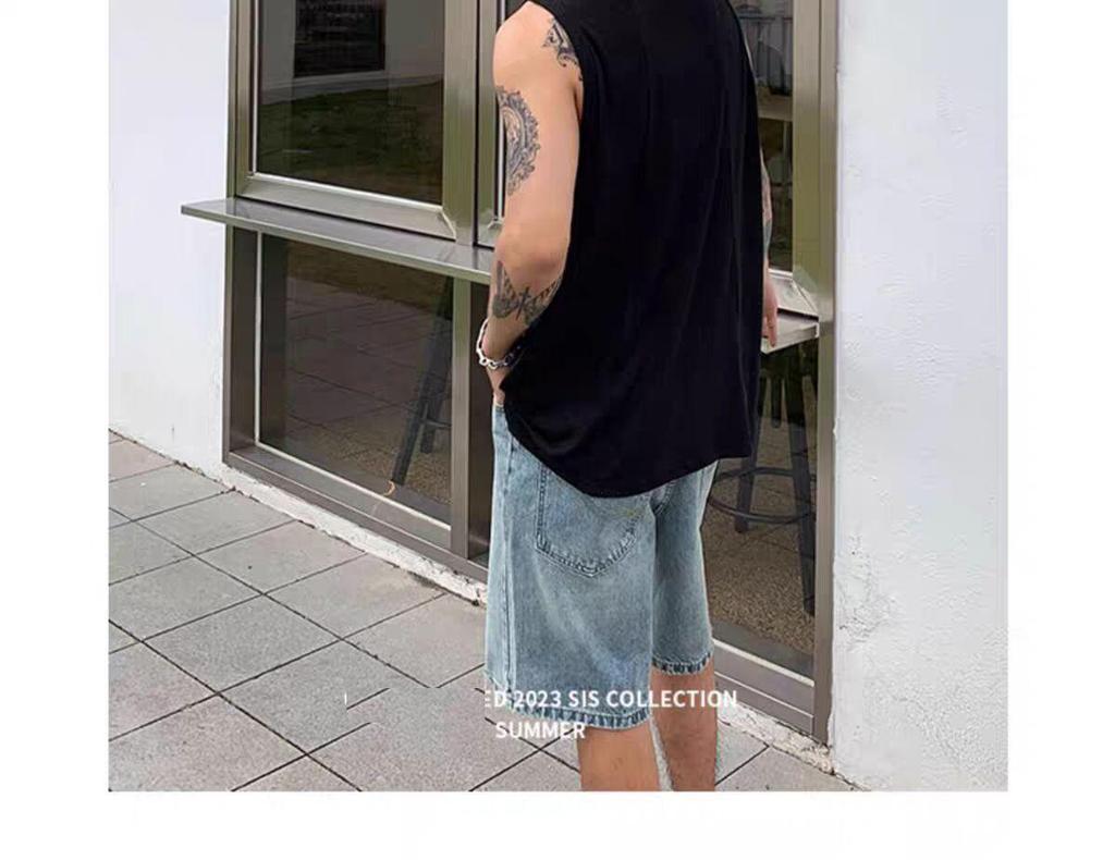 Мужская американская баскетбольная майка из ледяного шелка - U-образный вырез, без рукавов, свободный крой, рубчатая майка