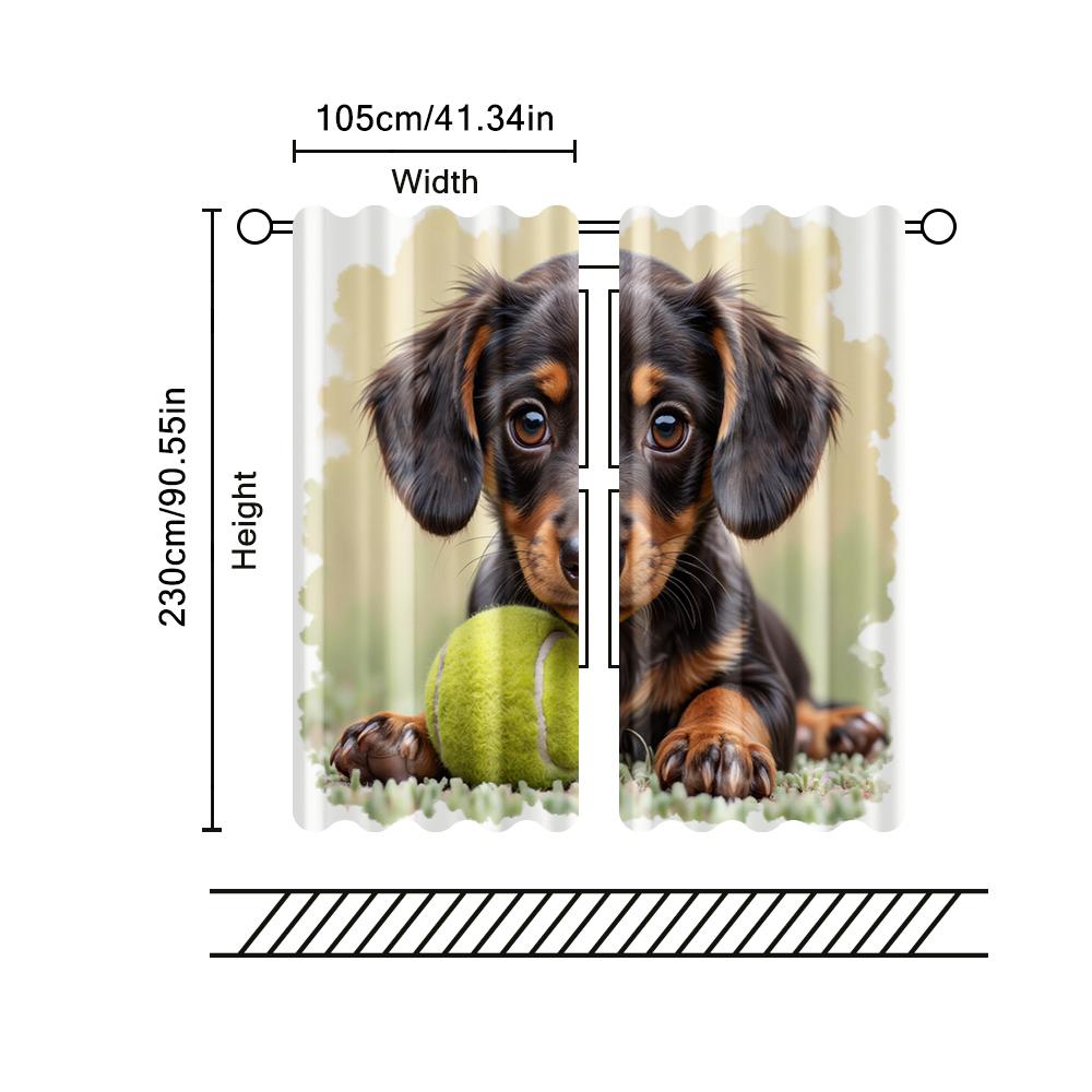 2 шт., фильтрующие шторы (исключая удилища, неподвижный, без батареек) Щенок играет с мячом для использования в спальнях и