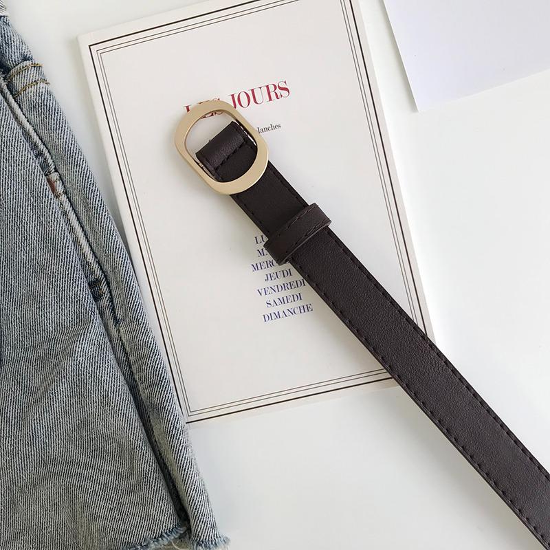 Женский кожаный ремень без отверстий: Простой, универсальный, повседневный черный ремень с модными вставками для джинсов