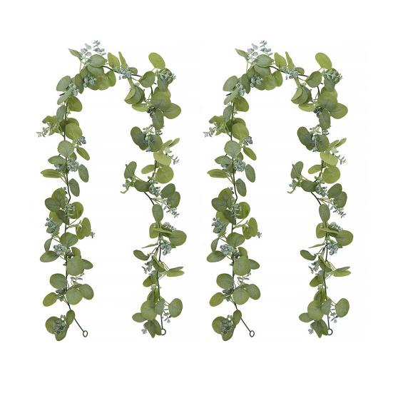 Искусственная эвкалиптовая гирлянда, лозы ручной работы, реалистичный вид, яркий цвет, не требующие ухода листья эвкалипта, искусственные растения