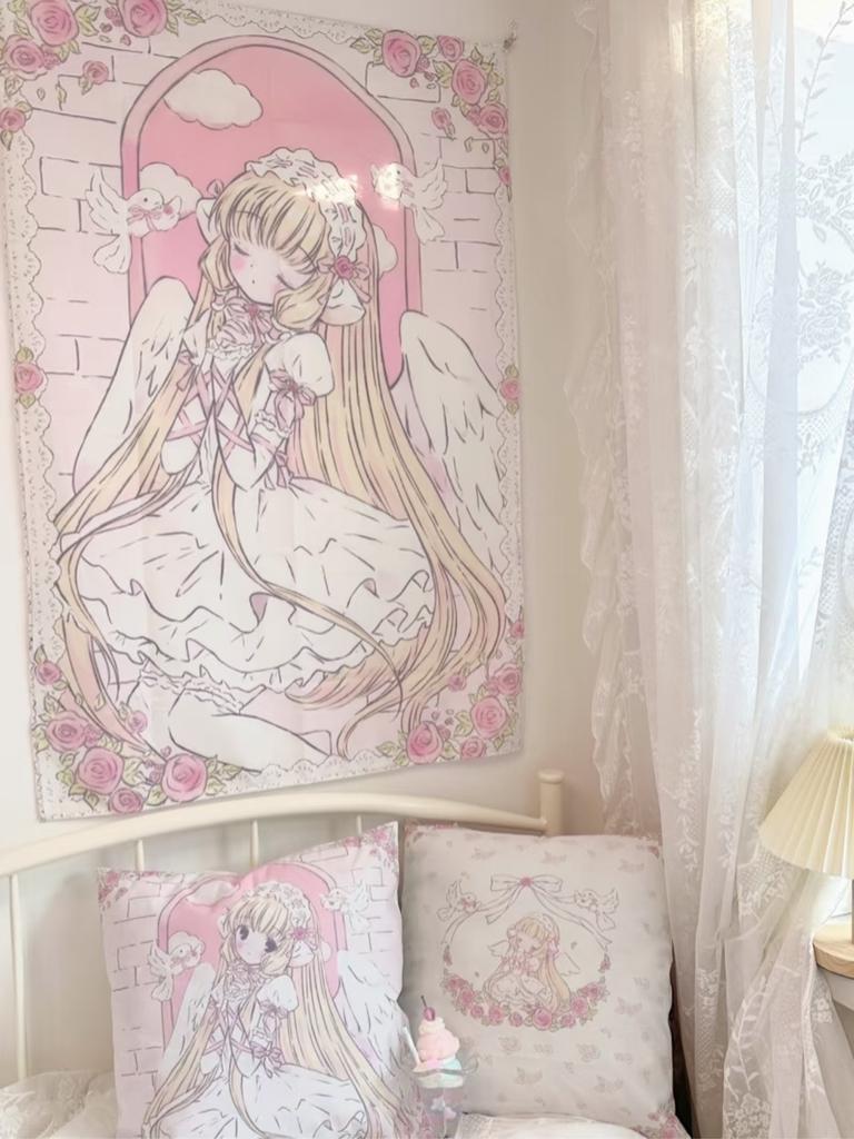 Chobits Кавайный Домашний Декор Настенный Гобелен Аниме Розовая Девочка Гобелен Стена Спальня Фон Милая Модная Женщина Гобелены