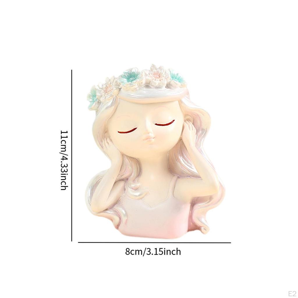 Горшок для растений в виде головы феи, декоративная ваза, креативный декор, мультяшный орнамент из смолы, лицо девушки, цветочный горшок