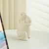 Easter Ceramic Bunny Figurine Holding Egg Look-up Rabbit Statue Sculpture Spring Easter Holiday Party Decoration
