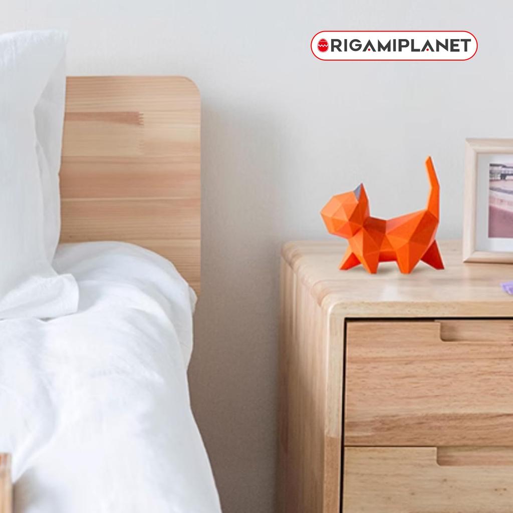 ORIGAMIPLANET 3D Origami Craft Kit - Walk Kitten, Cat Paper Sculpture Home Decor Art Piece Paper Decoration, 3D Paper Art Handmade Interior