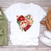 (Asian Size) Sweet Flower Cute 90s Print Lady T Shirt Fashion Women Clothing Casual Top Short Sleeve Tee Female Graphic T-shirts