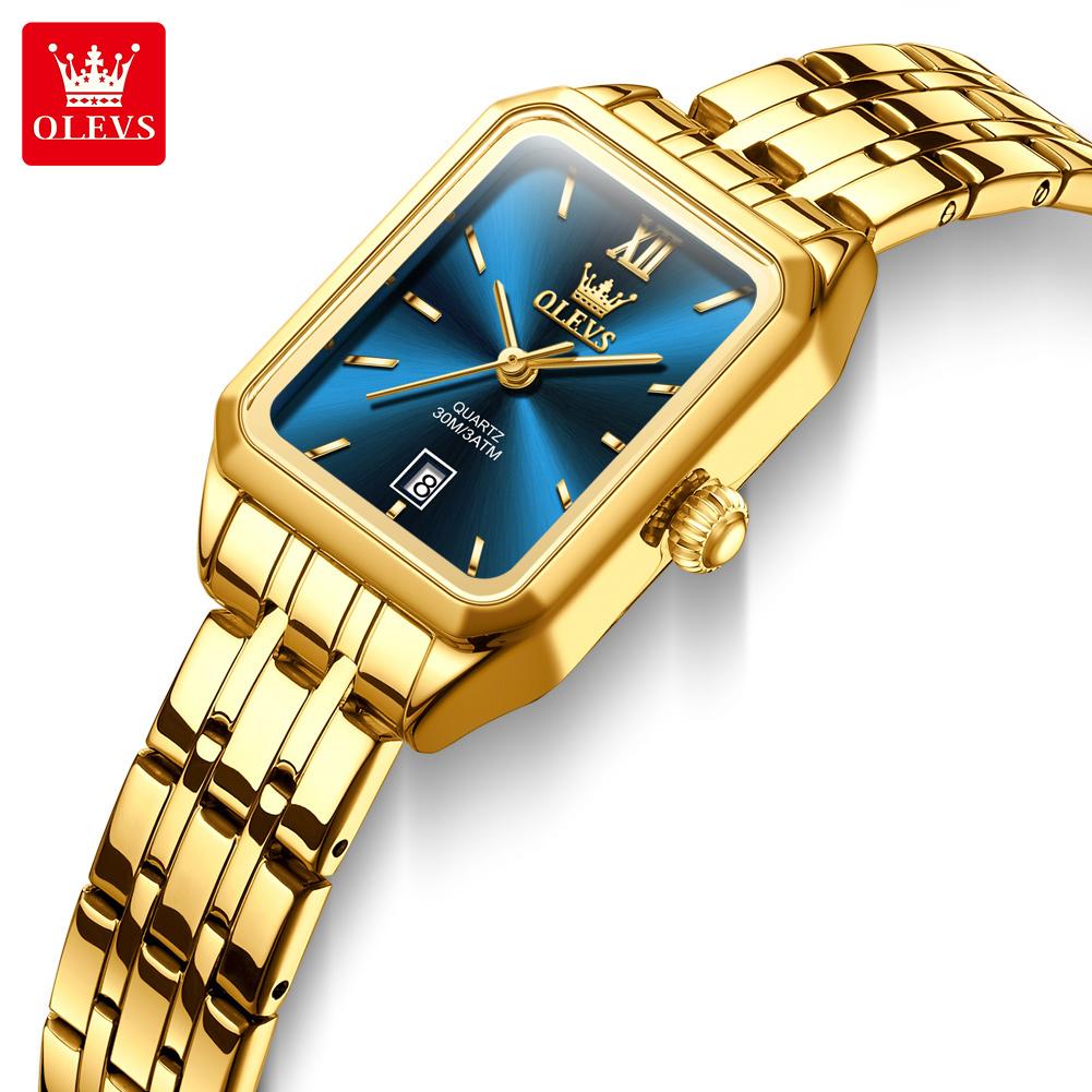 OLEVS Top Brand Original Luxury Watches Women's Elegant Gold Stainless Steel Strap Waterproof Fashion Simple Ladies Quartz Watch