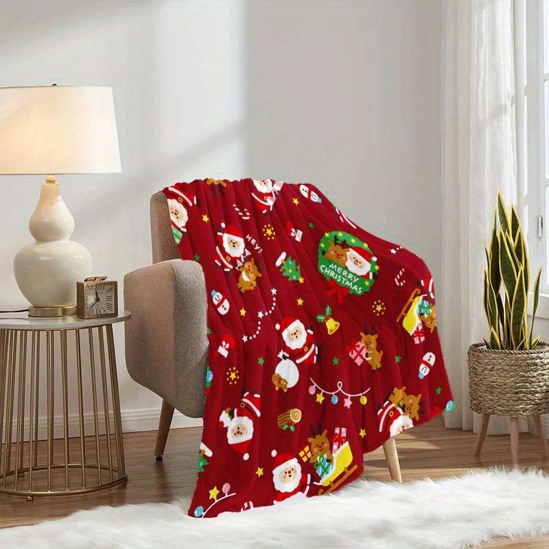 1pc Christmas Pattern Flannel Blanket, Lightweight and Soft Blanket, Gift Blanket for Family and Friends