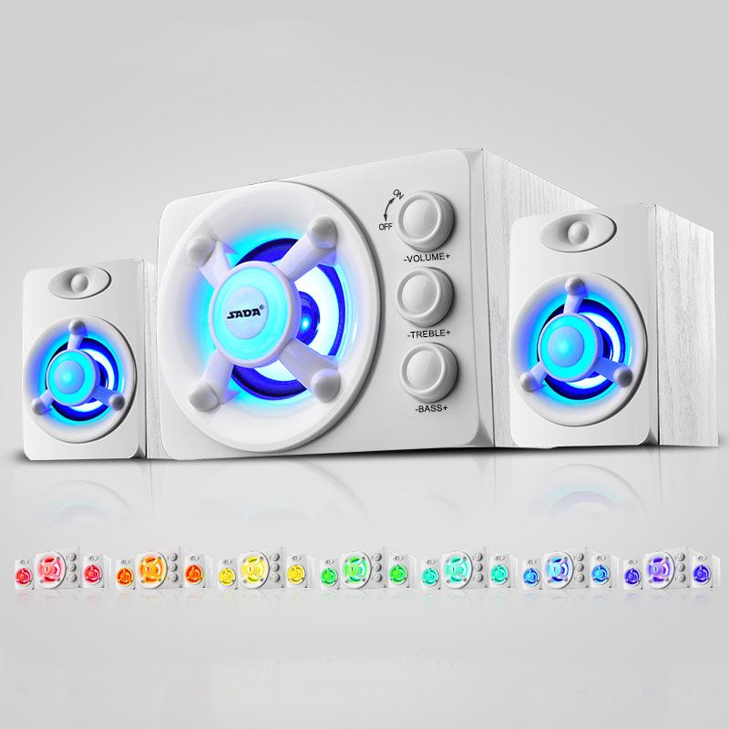 SADA Multimedia 2.1 Настольный компьютерный динамик Светодиодный светильник с тяжелыми басами Сабвуфер Домашний динамик USB Power Bluetooth