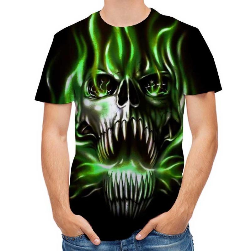 Мужская футболка повседневная с 3D-принтом в виде черепа, летняя повседневная футболка с коротким рукавом