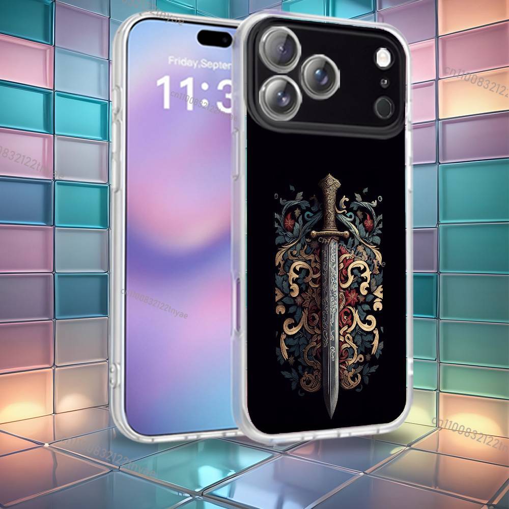 Medieval Sword Design Phone Case For iPhone 16,14,11,17,13,15,12,Air,Plus,Pro,Max,E,Mini Frosted for MagSafe Magnetic Wireless