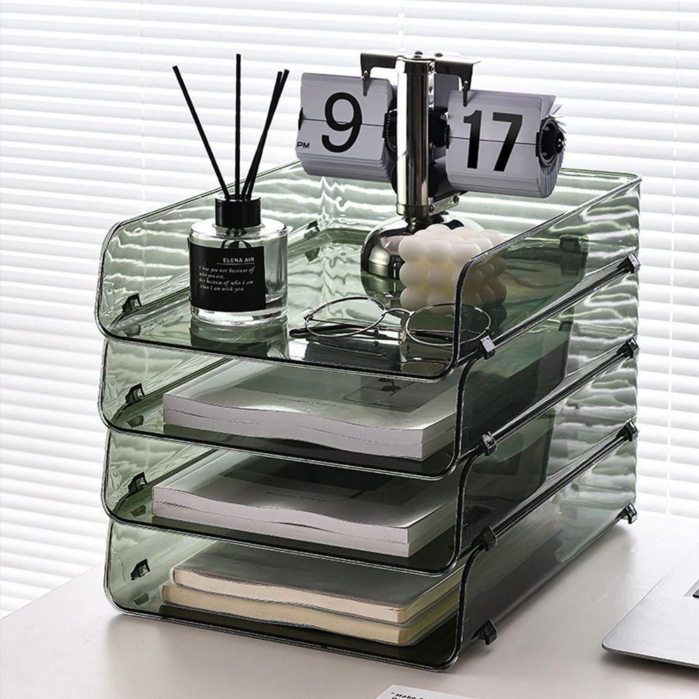 Desktop Organizer A4 File Storage Tray Book Shelf File Organizer Stackable File Rack Certificates