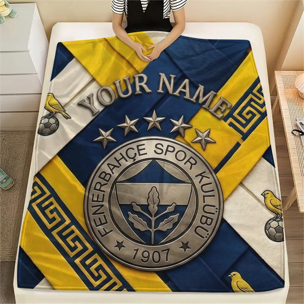 Custom Name Fenerbahçe Flannel Blanket, High quality Comfortable for All Seasons, Home Decor, Warmth and Comfort