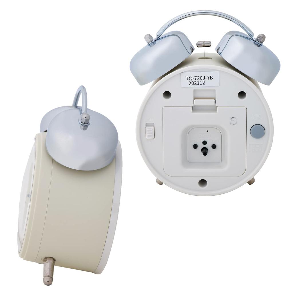 CASIO TQ-720J-7BJF Radio-Controlled Alarm Clock, Beige, Analog, Twin Bells, Snooze Function, and Light