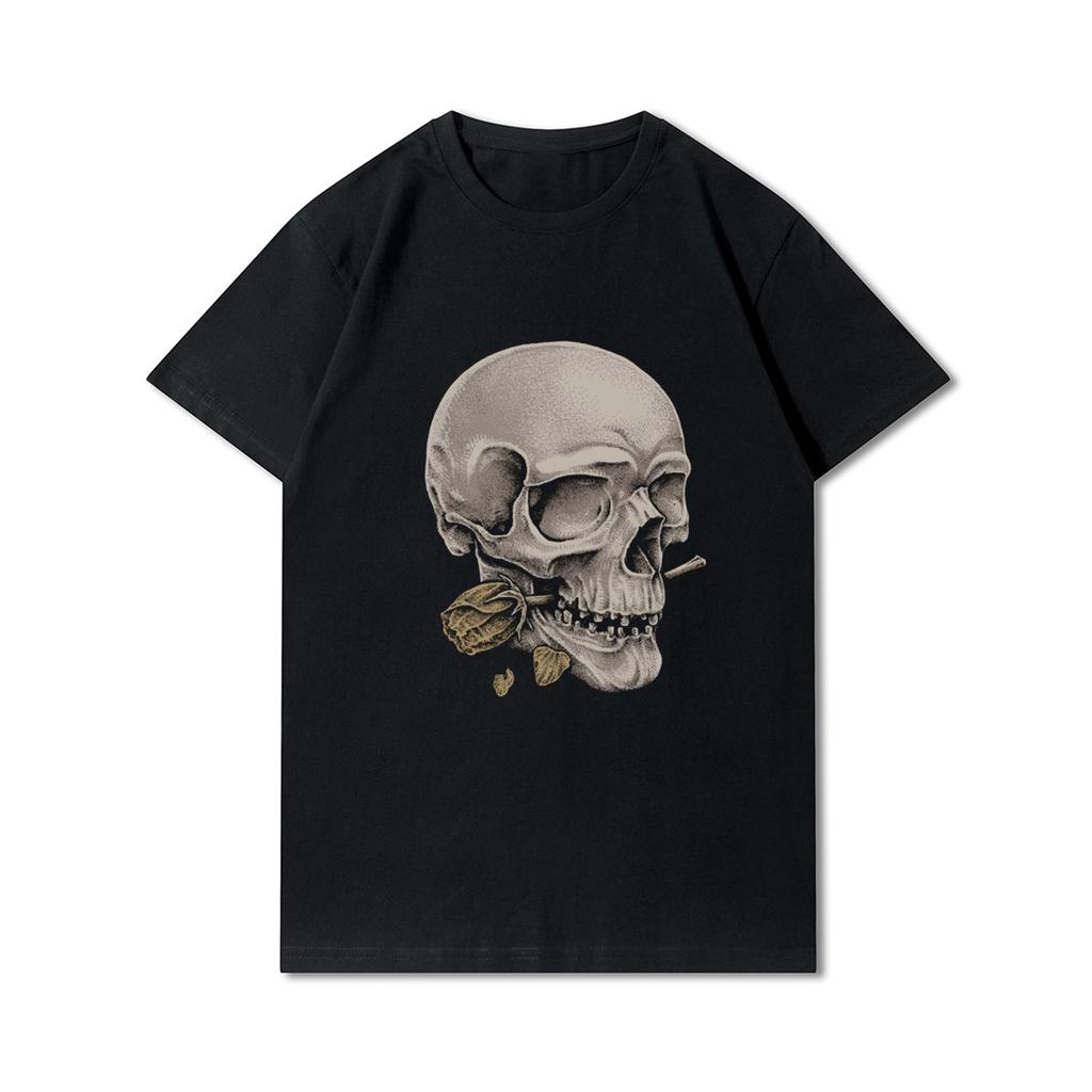 Plus Size 30 Patterns Cotton Harajuku Men T-Shirt Skull Print Tees Round Neck T Shirt Casual Tops