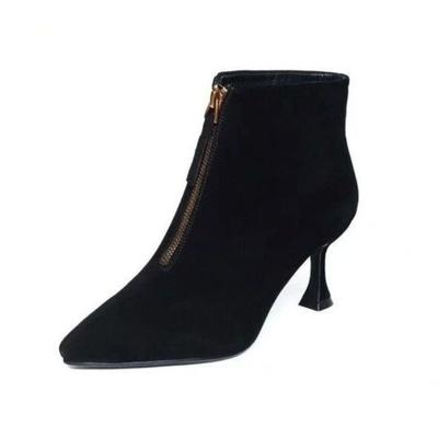 Модные ботильоны для женщин на шпильке в британском стиле на молнии Женская короткая обувь Однотонная Удобная и элегантная обувь Новинка Ботильоны из ПУ