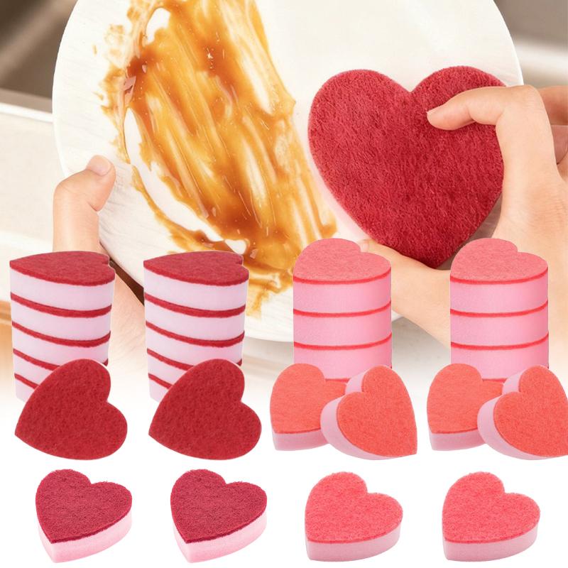 Heart Shape Kitchen Scrub Sponges Non-Scratch Scrub Dish Sponges for Cleaning Effortlessly Clean Your Stovetop Kitchen Supplies