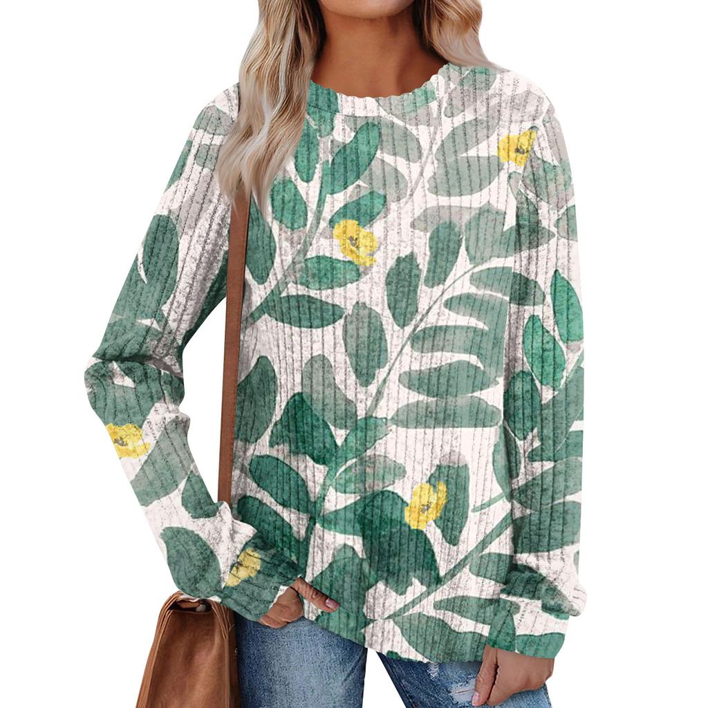 Женский принт Легкий Топ с круглым вырезом из матового хлопка