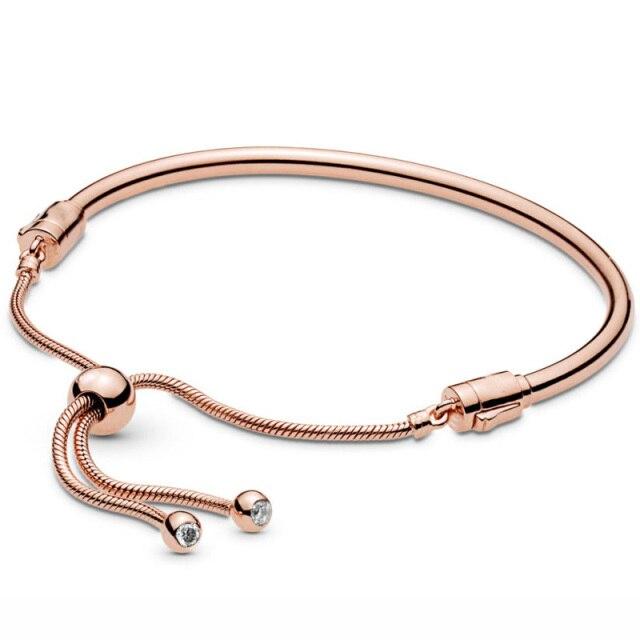 Pave Heart Star String Of Beads Sliding Clasp Adjust Wrist Bracelet Fit Sterling Tone Bangle Bead Charm Diy JewelryFashion Bracelets