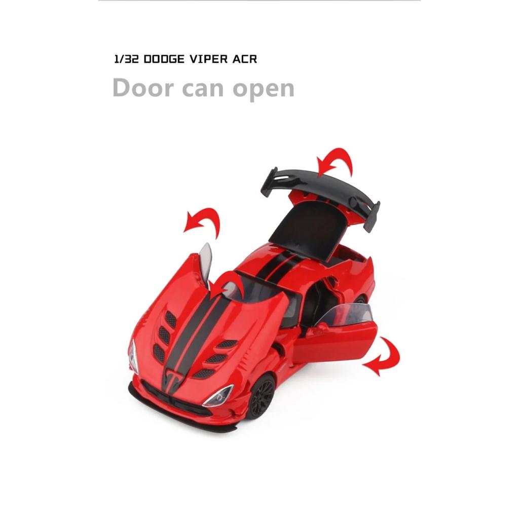 1/32 Dodge Viper ACR SRT Модель спортивного автомобиля из сплава Литые и игрушечные металлические транспортные средства Модель автомобиля Симуляция Звук и свет Игрушка Подарок
