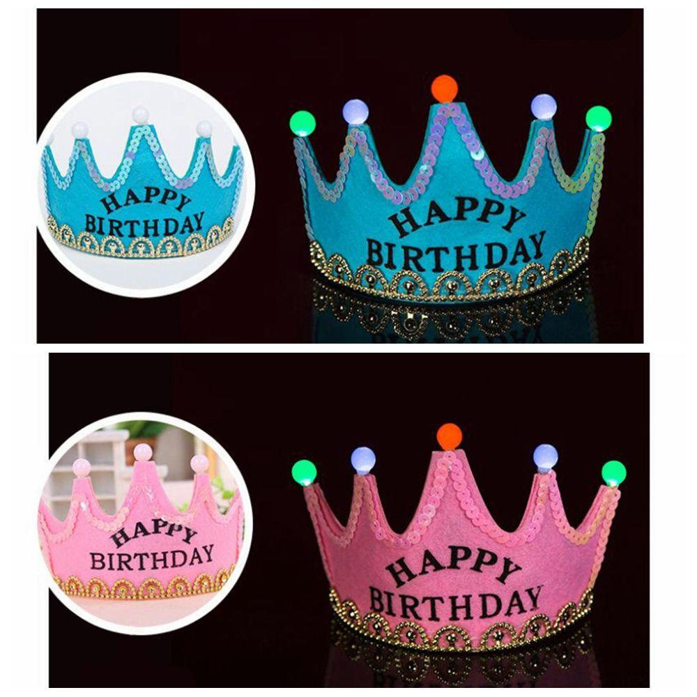 New Prince Princess Party Supplies LED Light Birthday Hat Crown Hair Band