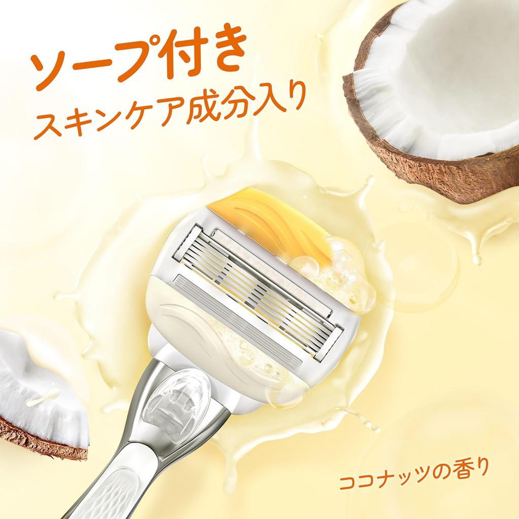 Бритва Venus Comfort Glide с мылом Кокос Для увлажнения Включает 5 сменных лезвий Женская, В комплекте, Аромат, Кожа,