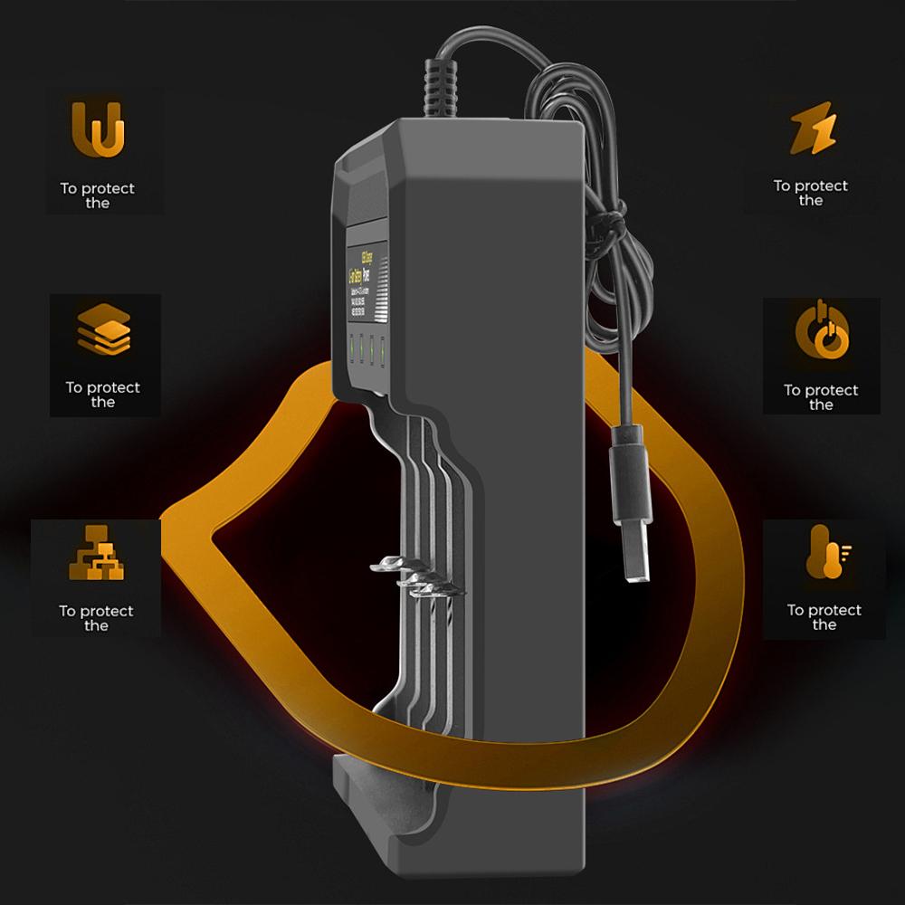 Зарядное устройство на 4 слота 18650 Портативное зарядное устройство для литий-ионных аккумуляторов 3,7 В 18650/18490/16340/14500/10440 USB-зарядное устройство