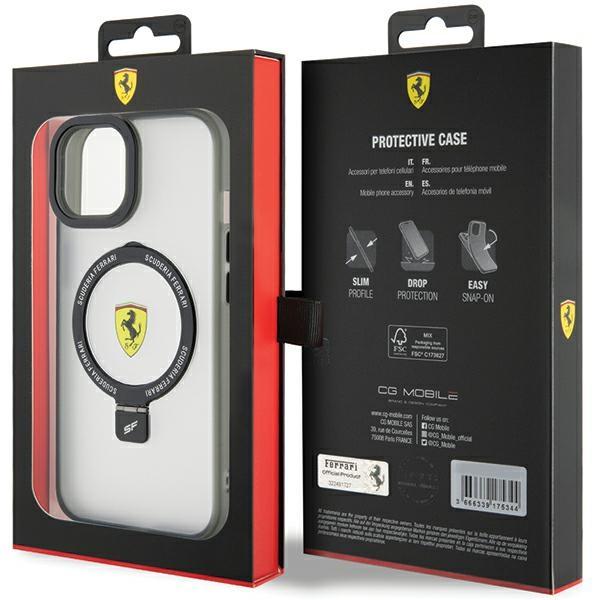 Ferrari Fehmp15Suscak Iphone 15 / 14 / 13 6.1 Czarny/Black Hardcase Ring Stand 2023 Collection Magsafe