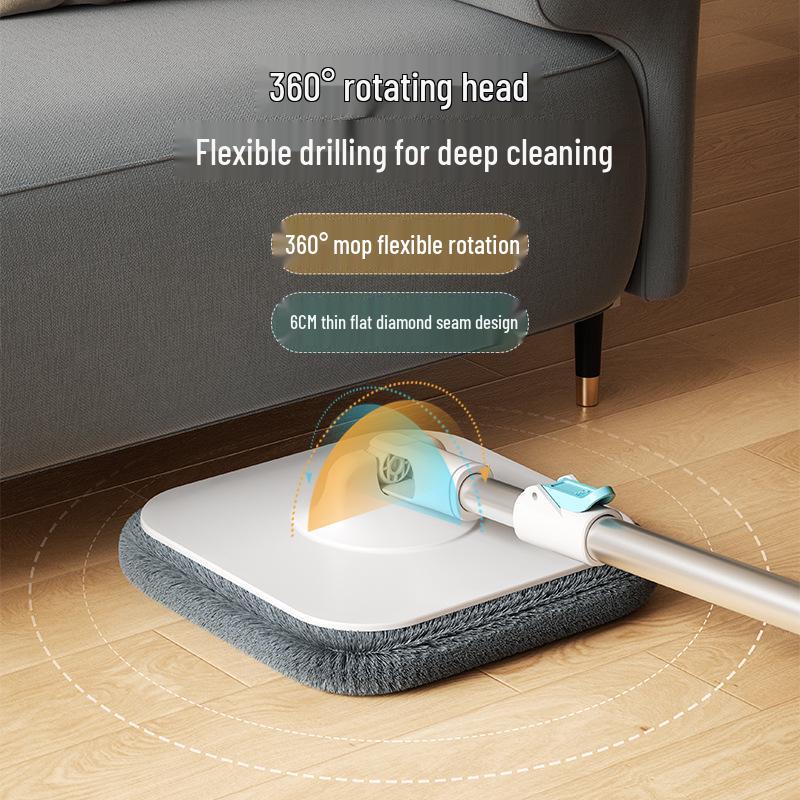 Швабра с ведром для разделения грязной и чистой воды и функцией отжима без рук: Ленивая вращающаяся плоская швабра для уборки дома.