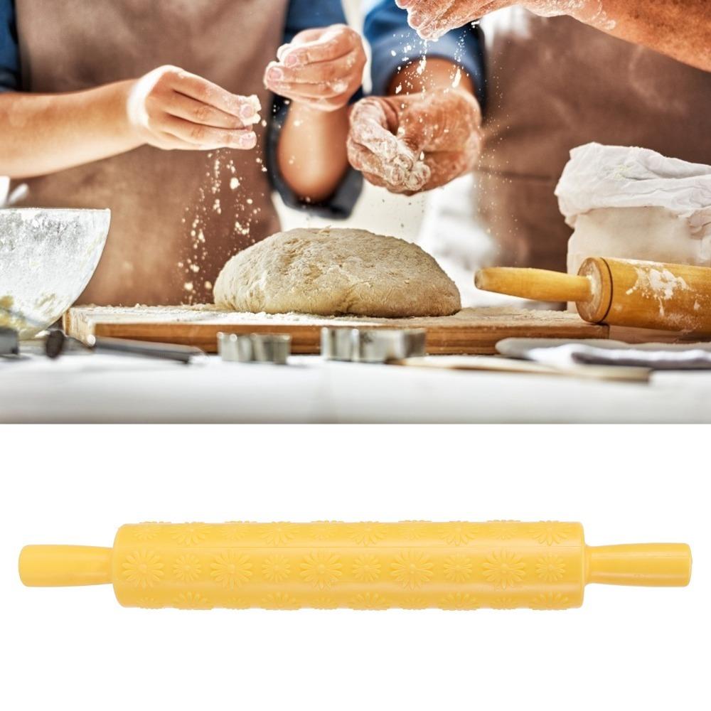 Non-Stick Cake Rolling Pin PP Plastic Dough Roller Durable Embossing Rolling Pin Clay Craft