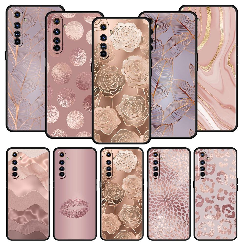 Красивый арт-кейс цвета розового золота для Realme 12 11 10 9 8 5G 7 6 GT5 GT3 GT2 Pro C21 C11 C25 C35 Для Realme GT Neo 2 3 3T 5 Чехол
