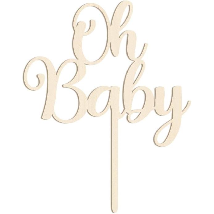 Oh Baby Cake Topper Wooden Baby Shower Cake Topper,For Rustic Theme Gender Reveal Party/baby Booth Props Party Photo Decorations