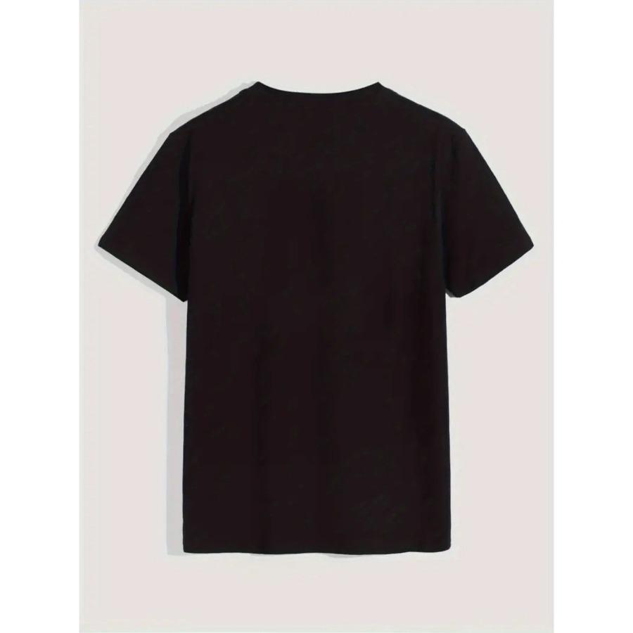 Men's 100% Pure Cotton Summer Loose Size PARIS Letter Pattern Print Casual Comfortable Round Neck Short Sleeved T-shirt Top