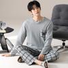 Plus Size 5XL 6XL Stripe Leisure Men's Pajamas Set Spring Autumn Cotton Boys Sleepwear Long Sleeve Nightwear Pijama Home Wear Clothes 120kg Can Wear
