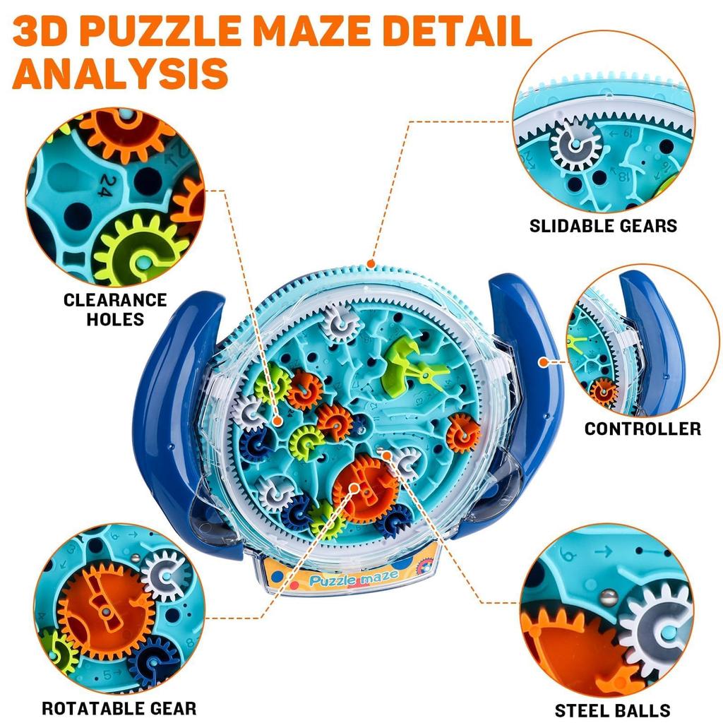 MagicBeans 3D Maze Ball Magic Cube 3D Labyrinth Ball 3D Puzzle Game Cube Puzzle for Kids, Solo Play, Elementary School Students, Develops Balance and