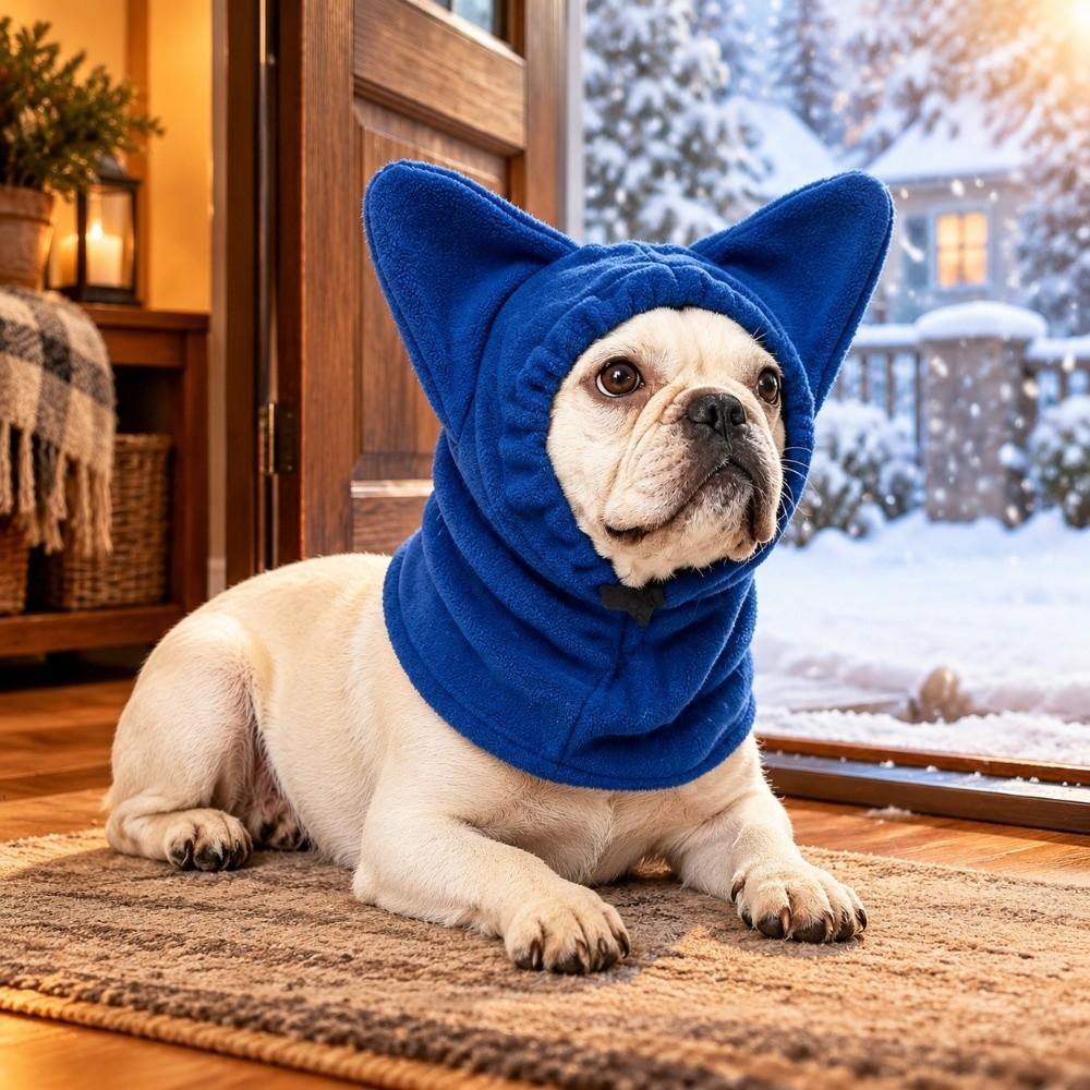 Drawstring Adjustable Dog Velvet Head Cover Cute Ear Design Dog Hooded Scarf Dog Warm Hat Winter
