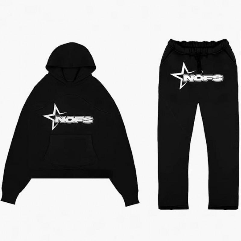 Комплект из худи и штанов в стиле Хип-Хоп Streetwear для мужчин и женщин - С вышивкой, буквенный принт, свободный крой, длинный рукав, унисекс, спортивный костюм
