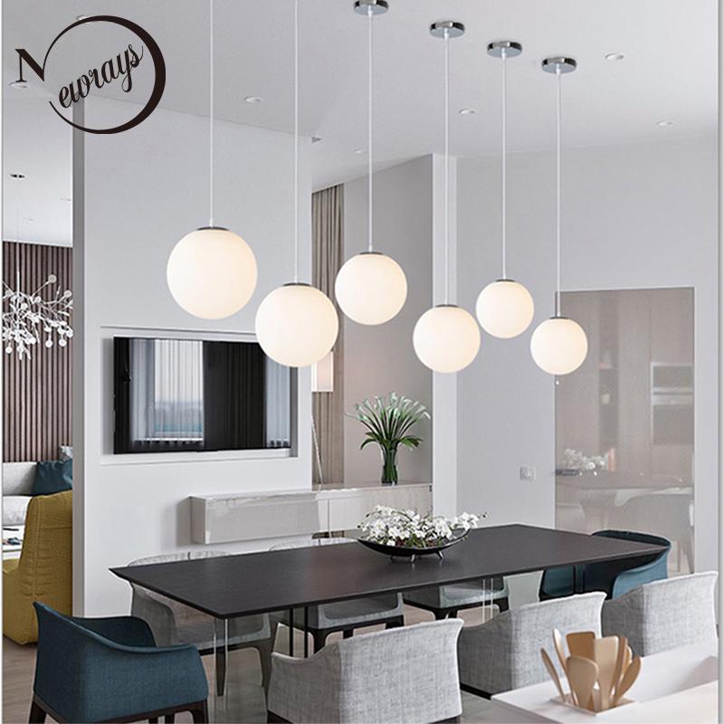 Современная простая молочно-белая стеклянная люстра с одной головкой E27, светодиодная люстра для гостиной, столовой, спальни, кухни, освещение