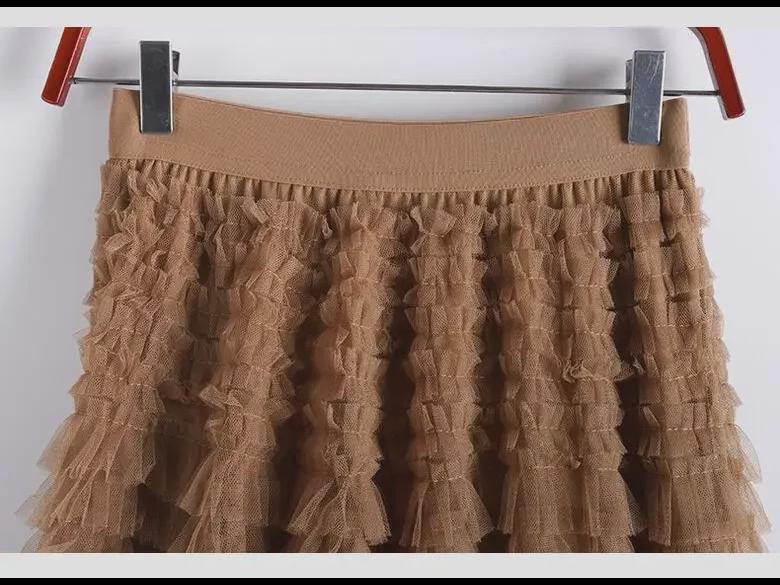 Весна и осень 2023 Белая юбка-фея из плиссированной марли для женщин