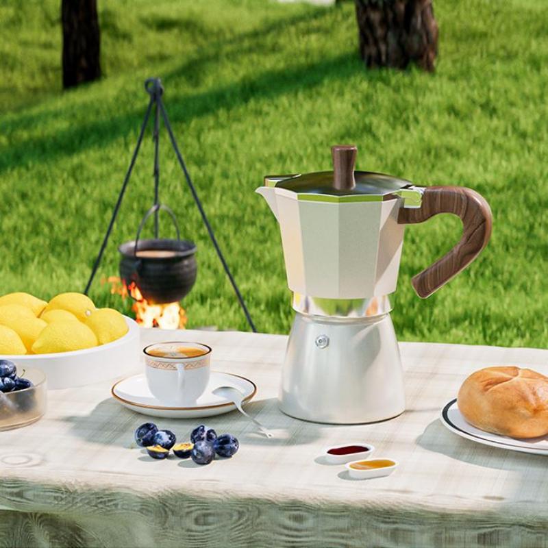 Мока-горшок с круглым дном, одноклапанный, бытовой маленький кофейник, кофейник для заваривания кофе, набор кастрюль для ручного заваривания, кофе в стиле эспрессо, кофейная посуда