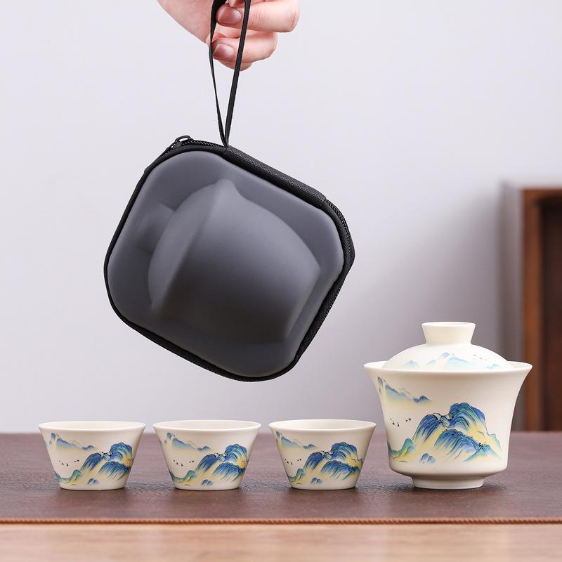 Tea set Guochao Qianli Jiangshan merchandise travel tea set Teachers' Day company sends customers business gifts