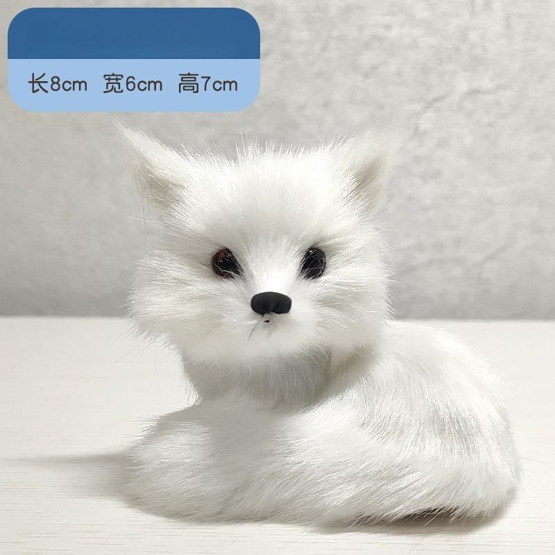 1PC Mini Simulation Fox Plush Ornament Squatting Fox Model Figurine Doll for Home Decoration Craft Christmas Party Children Gift