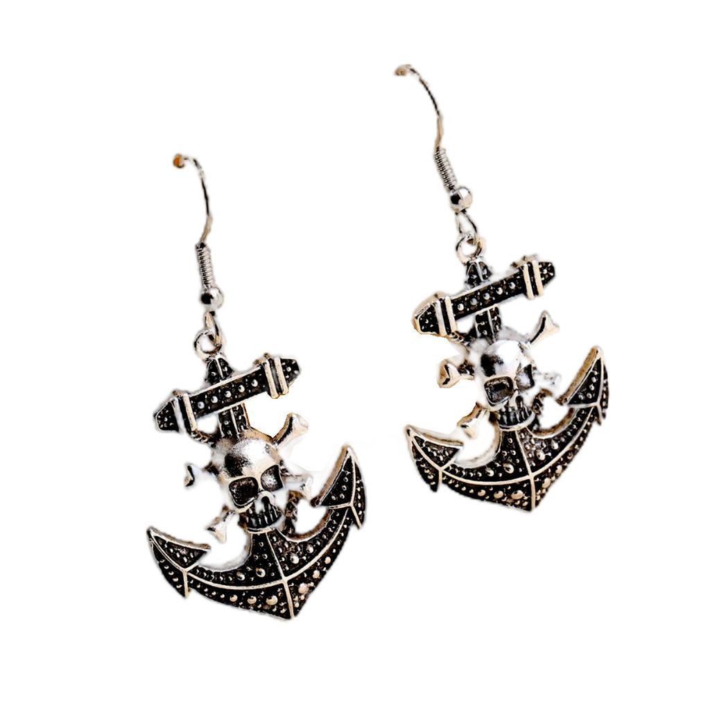 Пиратский капитан серьги Череп Якорь Подвеска Мужские ушные украшения