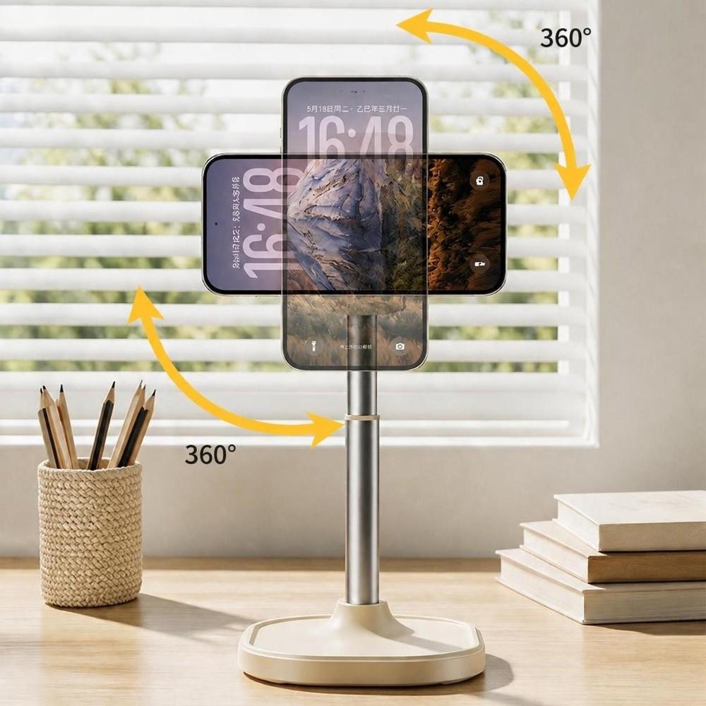 Rotating Mount Desktop Phone Holder Adjustable Height Magnetic Phone Stand Video Watching