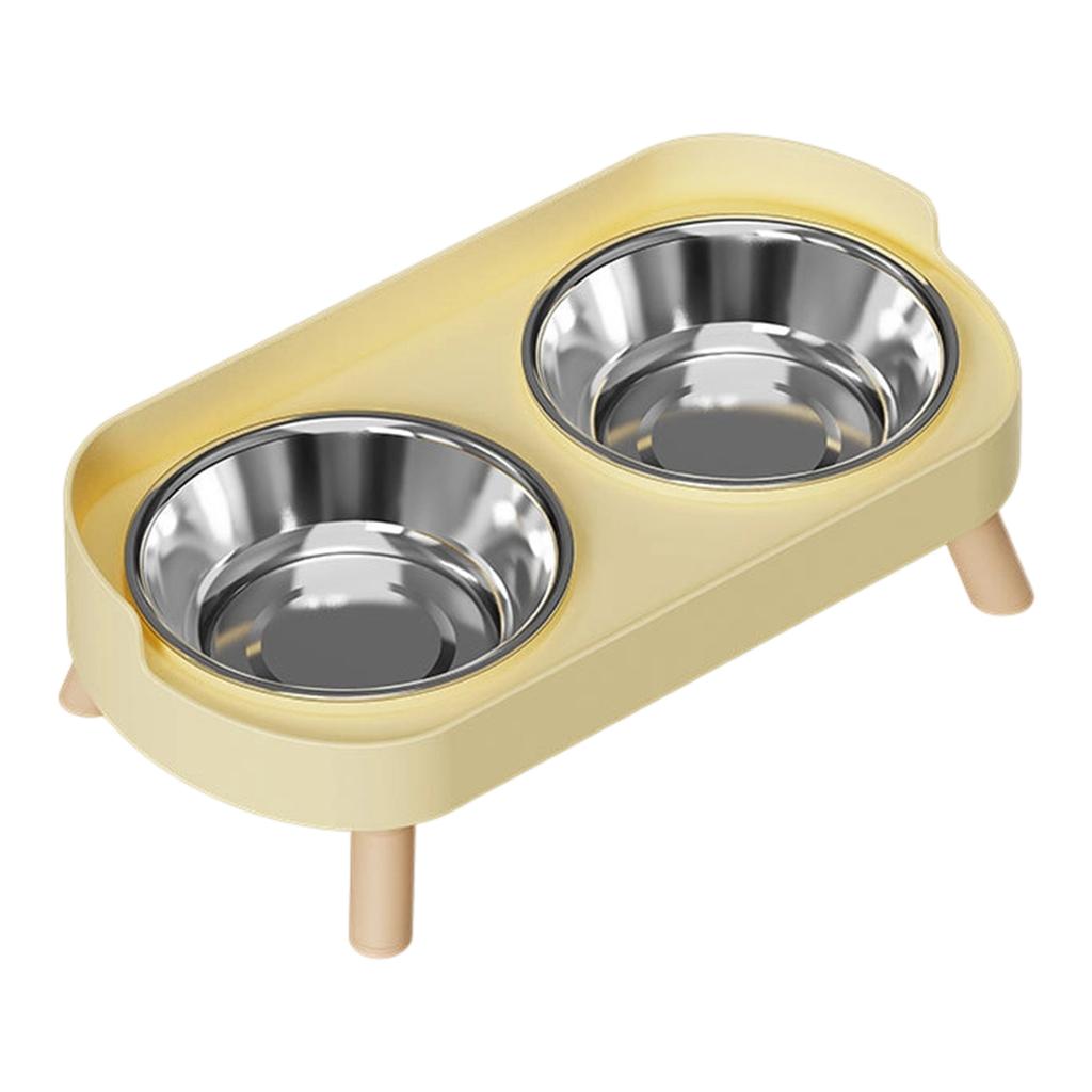 Non Slip Stainless Steel Double Bowl Pet Food Dish With Anti Spill Design For Cats And Dogs Durable Easy Clean