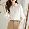 Turn Down Collar Woman Tops Chic Clothes Elegant Chiffon Blouse Women Fashion Long Sleeve Button Up Womens Shirts 29502