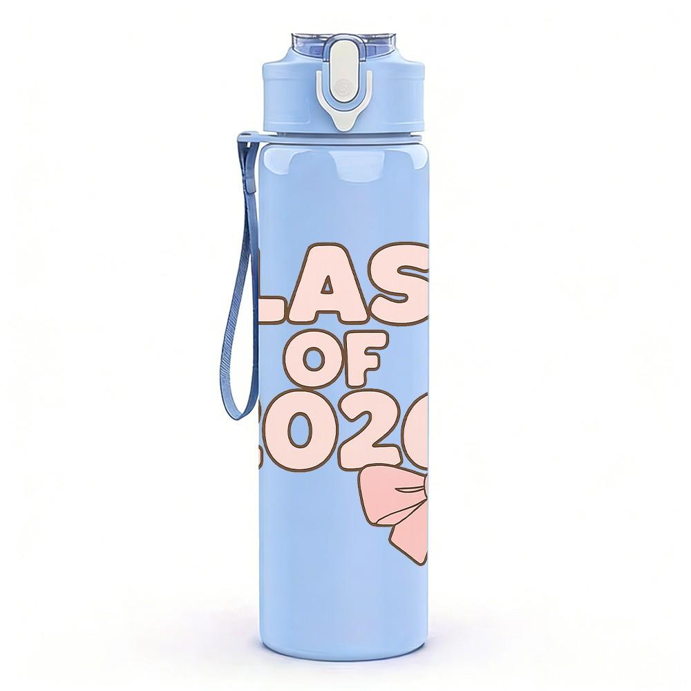 1PC Class Of 2026 Pink Script 750ml Color Plastic Sports Water Bottle Leakproof Flip Straw Lid Suitable for Sports Office Home Use