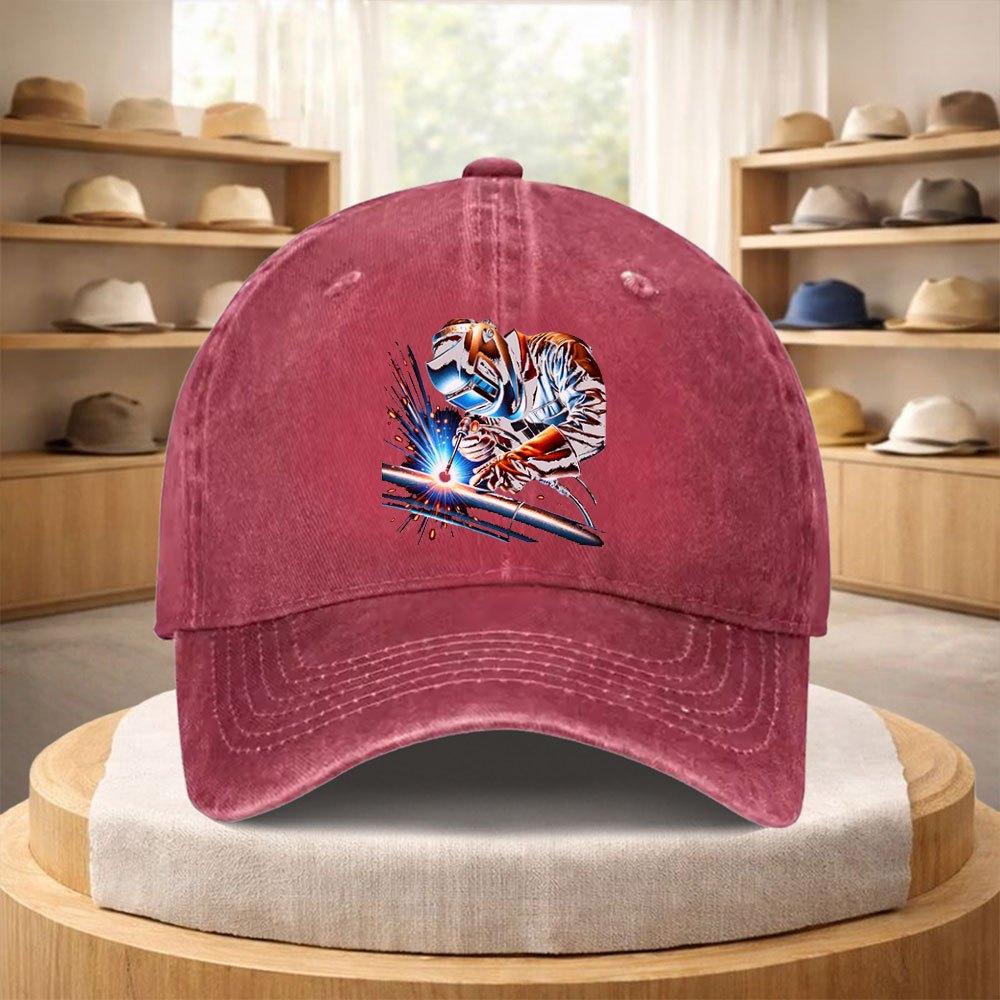Adjustable Baseball Cap with Welder Pattern Lightweight Vintage Unisex Streetwear Hat for Hiking Holiday