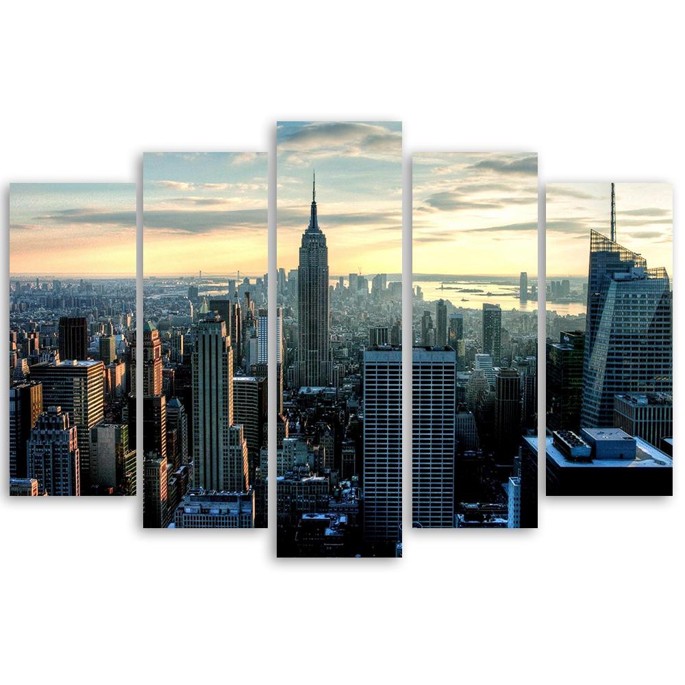 Five Piece Picture Canvas Print New York City Architecture