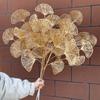 5PC Three-pronged Fan Leaf Netting Artificial Gold Ginkgo Eucalyptus Holly For Wedding Arch Flower Arrangement Home Decor Crafts