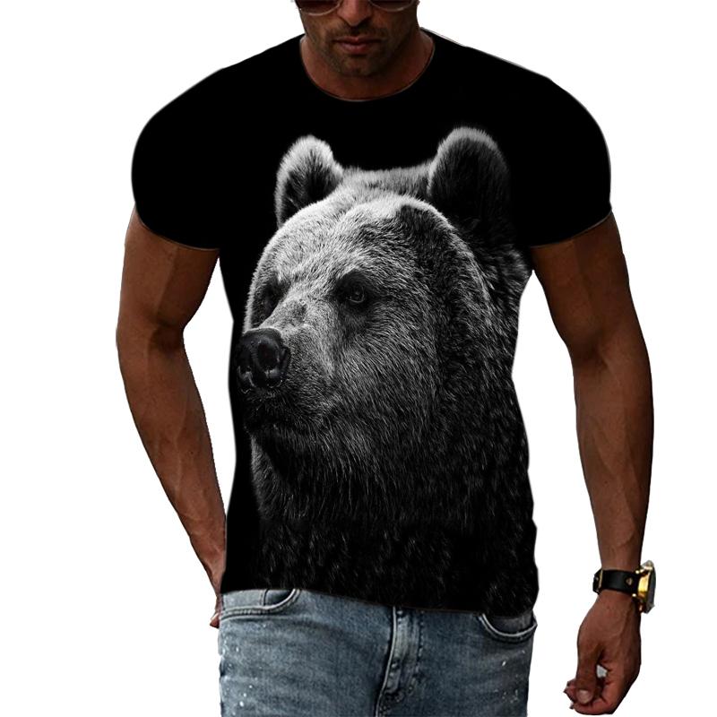 Animal Cool Bear 3D Printed T-shirt Fitness Street Fashion Casual Tops O-neck Short Sleeves Summer New Sports Clothes Tees Shirt